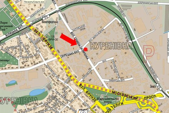 Схема рекламної площини за адресою Скляренко ул., 5, в сторону Бандеры пр. (бывш. Московский пр.)