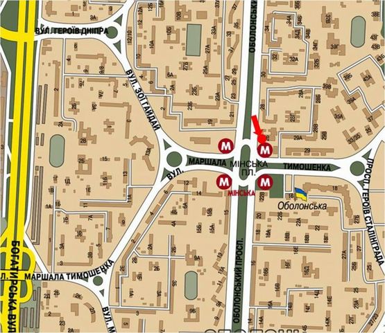 Схема рекламной плоскости по адресу Оболонский пр., 26, в сторону ст. м. "Минская", возле "McDonald's", ТРЦ "Dream Town", правая