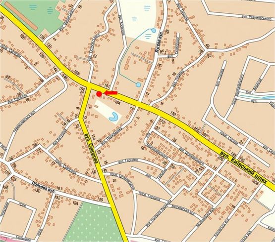 Схема рекламної площини за адресою Киевский Путь ул., 158, остановка "Суворова", возле АЗС Amic, в сторону Киева