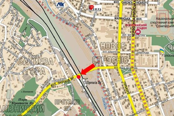 Схема рекламної площини за адресою Федорова ул., в сторону Протасов Яр ул., путепровод, левая