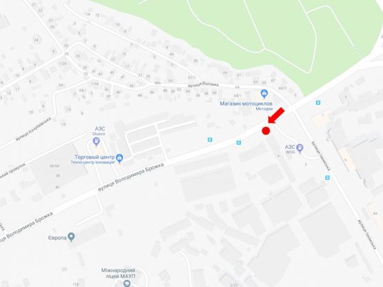 Схема рекламной плоскости по адресу Брожко ул. (бывш. Кировоградская ул.) - ул. Изюмская, возле АЗС "WOG", в сторону пр. Лобановского (бывш. Краснозвездный пр.)