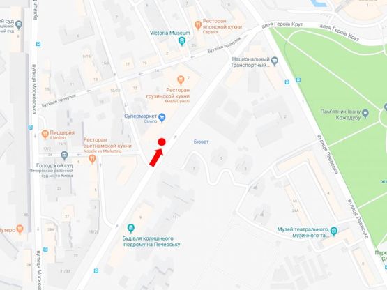 Схема рекламной плоскости по адресу Омельяновича - Павленко ул. (бывш. Суворова), возле супермаркета "Сильпо", в сторону пл. Славы Схема рекламной плоскости по адресу Омельяновича - Павленко ул. (бывш. Суворова), возле супермаркета "Сильпо", в сторону пл. Славы