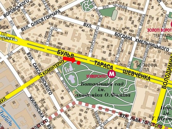 Схема рекламной плоскости по адресу Шевченко бул., 36, возле Ботанического сада, в сторону Крещатик ул. Схема рекламной плоскости по адресу Шевченко бул., 36, возле Ботанического сада, в сторону Крещатик ул.