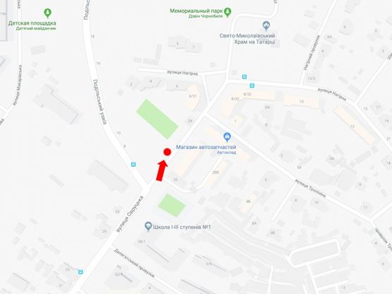 Схема рекламной плоскости по адресу Овруцкая ул., 29, в сторону ул. Тропинина