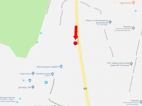 Схема рекламної площини за адресою Столичное шоссе - пер. Охотский, в сторону ТРЦ "Атмосфера", супермаркета "Фоззи", из центра