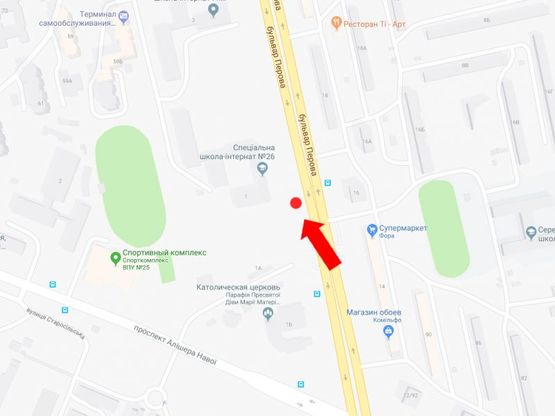 Схема рекламної площини за адресою Перова бул., 1 в сторону пр. Ватутина