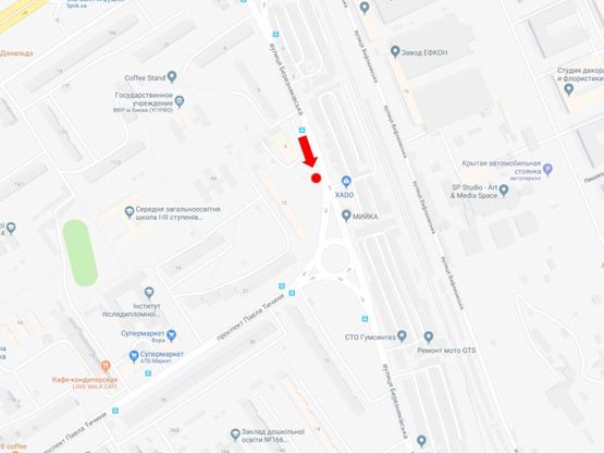 Схема рекламной плоскости по адресу Березняковская ул., 8а, в сторону Днепровской набережной