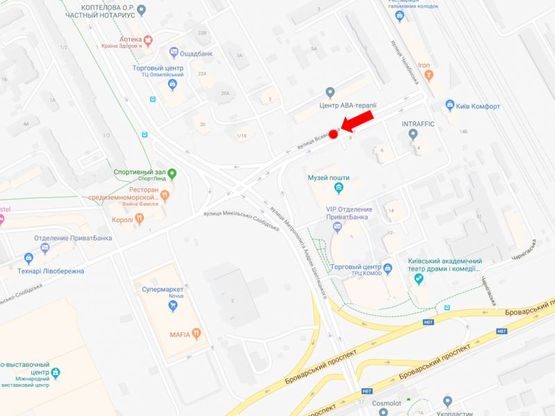 Схема рекламной плоскости по адресу Нестайко ул. (ул. Мильчакова) 5, разделитель, в сторону МВЦ, ст. м. "Левобережная"