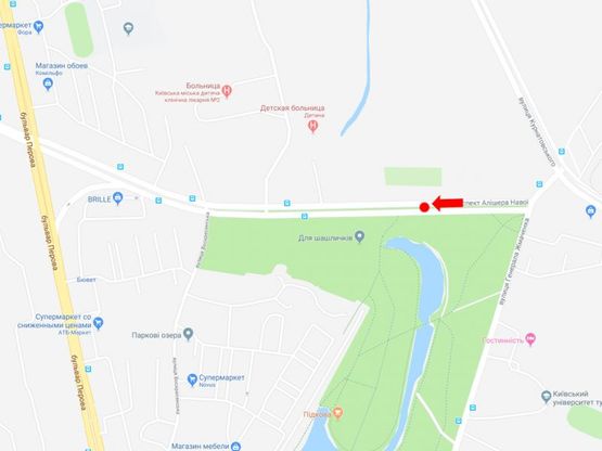 Схема рекламної площини за адресою Навои пр., разделитель, в сторону бул. Перова