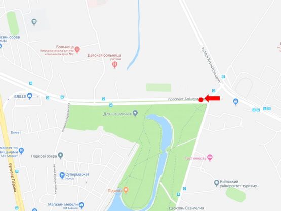 Схема рекламной плоскости по адресу Навои пр. - ул. Жмаченко, разделитель, в сторону бул. Перова