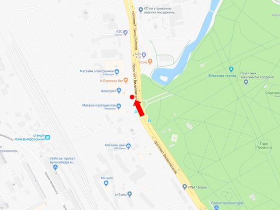 Схема рекламной плоскости по адресу Освободителей пр., 17, возле супермаркетов "Фокстрот" и "Эльдорадо", в сторону бул. Перова