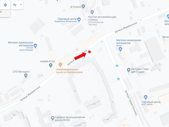 Схема рекламної площини за адресою Жмеринская ул., 26 - ул. Героев Космоса, в сторону ул. Святошинская