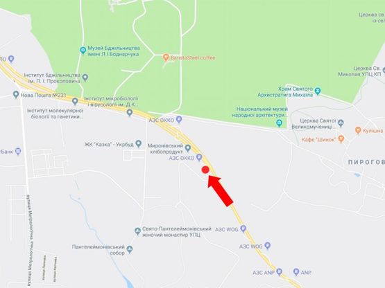 Схема рекламної площини за адресою Заболотного ул., 500 м. до АЗС "Окко" и музея "Пирогово", в сторону Одесской пл. Схема рекламної площини за адресою Заболотного ул., 500 м. до АЗС "Окко" и музея "Пирогово", в сторону Одесской пл.