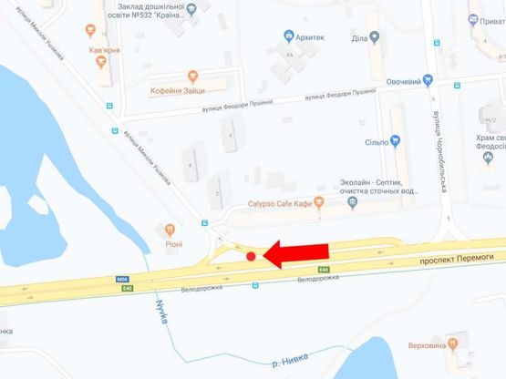 Схема рекламной плоскости по адресу Победы пр., 148/1 - ул. Ушакова, из центра