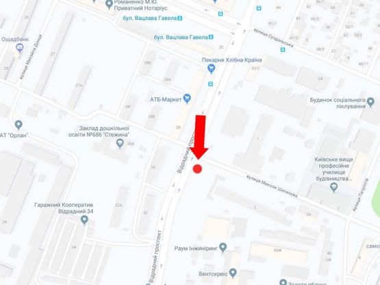 Схема рекламной плоскости по адресу Отрадный пр., 30, напротив  - ул. Шепелева, из центра Схема рекламной плоскости по адресу Отрадный пр., 30, напротив  - ул. Шепелева, из центра