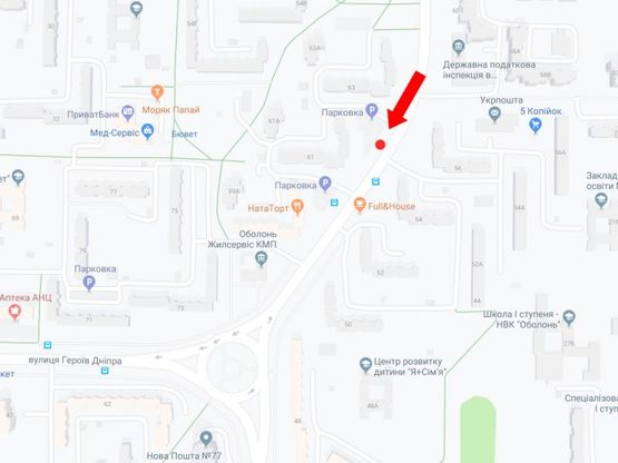 Схема рекламної площини за адресою Героев Сталинграда пр., 61 в сторону ул. Героев Днепра Схема рекламної площини за адресою Героев Сталинграда пр., 61 в сторону ул. Героев Днепра