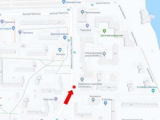 Схема рекламної площини за адресою Героев Сталинграда пр., 58 в сторону ул. Северной Схема рекламної площини за адресою Героев Сталинграда пр., 58 в сторону ул. Северной