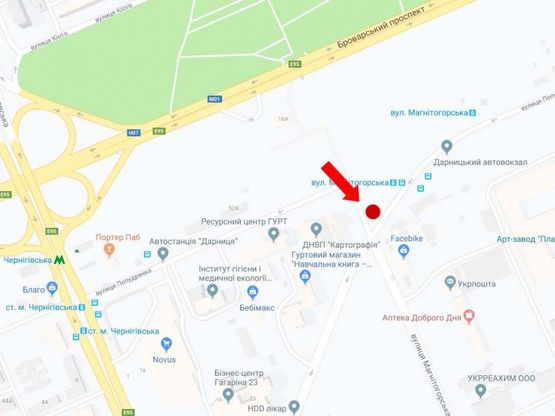 Схема рекламної площини за адресою Попудренка ул. - Магнитогорская ул., в сторону ст.м. "Лесная"