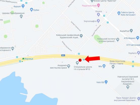 Схема рекламной плоскости по адресу Бажана пр., 300м. за Харьковской пл., в центр Схема рекламной плоскости по адресу Бажана пр., 300м. за Харьковской пл., в центр