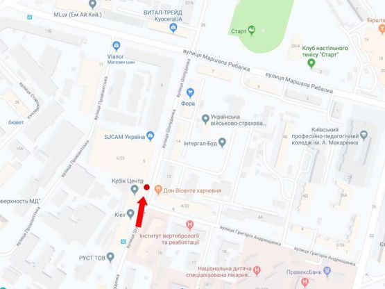 Схема рекламной плоскости по адресу Шолуденка ул., 5/25 - ул. Андрющенко, в сторону Лукьяновки