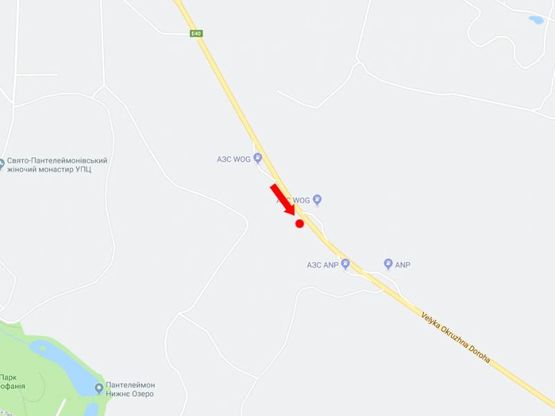 Схема рекламної площини за адресою Заболотного ул., 31е, АЗС "WOG", в сторону Столичного шоссе