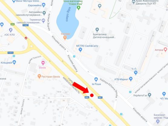 Схема рекламної площини за адресою Кольцевая дорога - ул. Григоровича-Барского, разделитель, в сторону Одесской пл.