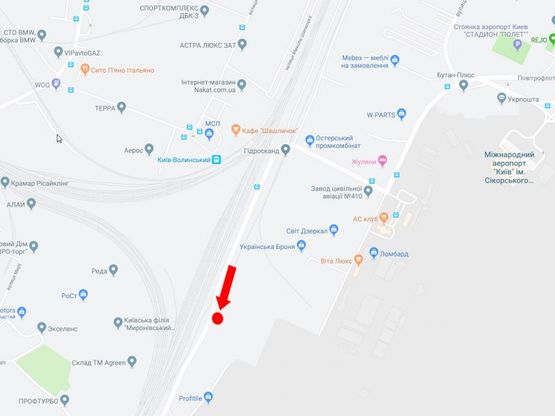 Схема рекламної площини за адресою Воздухофлотский пр., 50м до жд переезда, в сторону Вишневого Схема рекламної площини за адресою Воздухофлотский пр., 50м до жд переезда, в сторону Вишневого