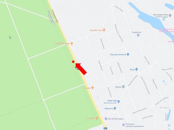 Схема рекламної площини за адресою Столичное шоссе, 500м. за рестораном "Тандыр", в Киев