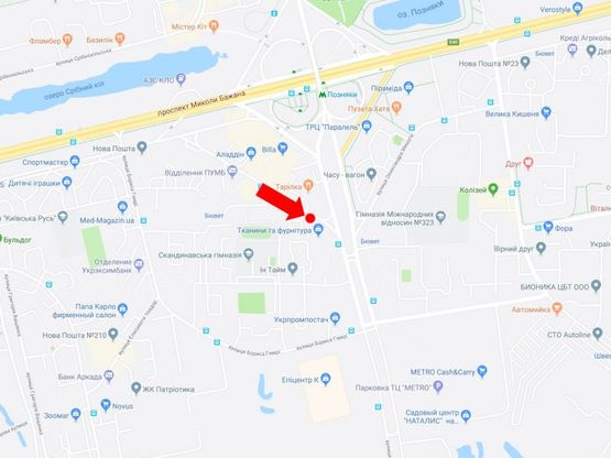 Схема рекламної площини за адресою Гришко, 10 - пр. Григоренко, напротив ресторона "Тарелка", в сторону супермаркетов "Метро", "Эпицентр"