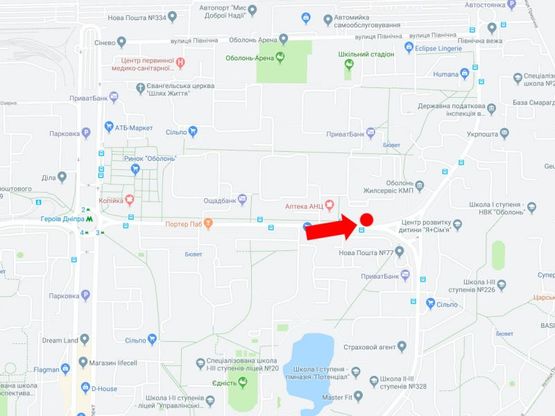 Схема рекламної площини за адресою Героев Днепра ул., 71, в сторону Героев Сталинграда пр.