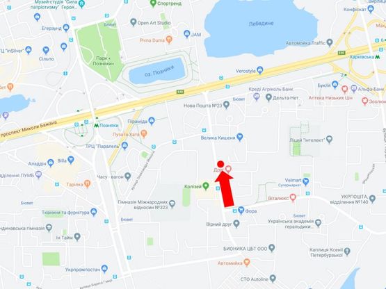 Схема рекламной плоскости по адресу Руденко ул. 7, в сторону пр. Бажана