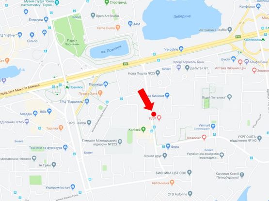 Схема рекламной плоскости по адресу Руденко ул. 7, в сторону ул. Вишняковской