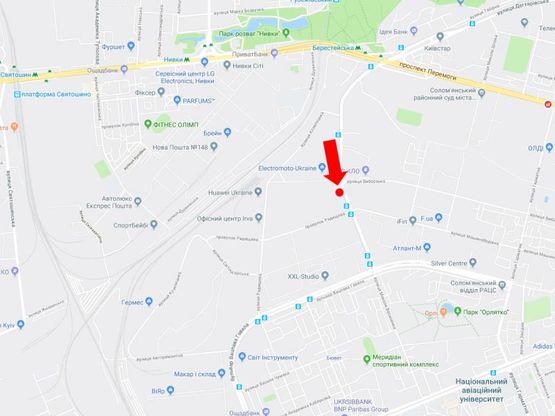 Схема рекламної площини за адресою Василенко ул. - ул. Выборгская, в сторону бул. Гавела (бывш. Лепсе)