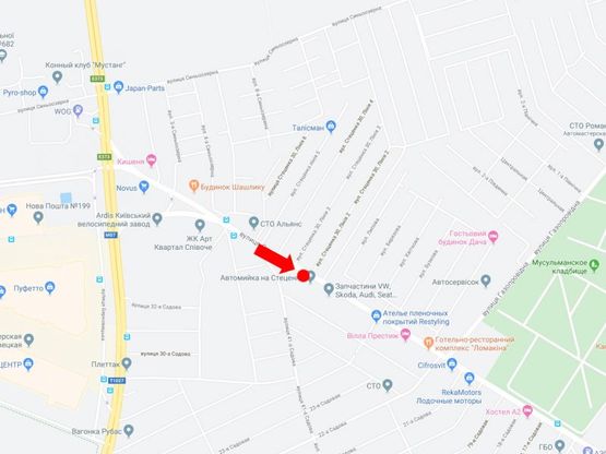 Схема рекламної площини за адресою Стеценко ул. 55, в сторону центра