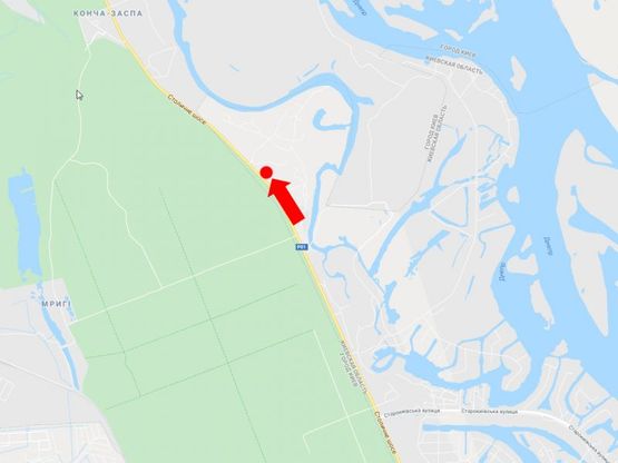 Схема рекламної площини за адресою Столичное шоссе, 100 м за Олимпийским мишкой, в Киев