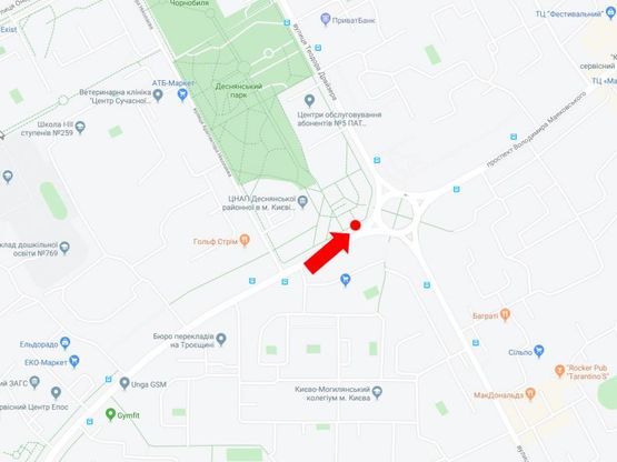 Схема рекламной плоскости по адресу Маяковского пр. 31 - ул. Драйзера, на круговой развязке, в сторону ул. Лифаря