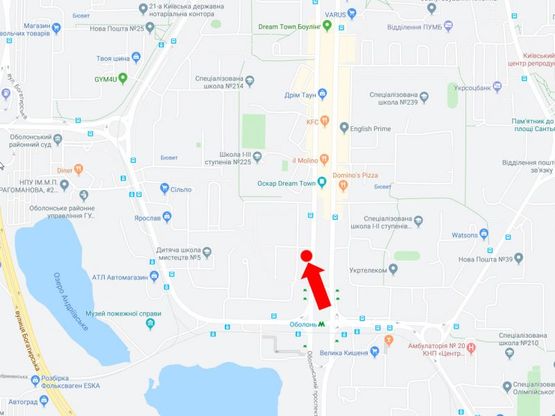 Схема рекламної площини за адресою Оболонский пр., 5, ТРЦ "Dream Town"