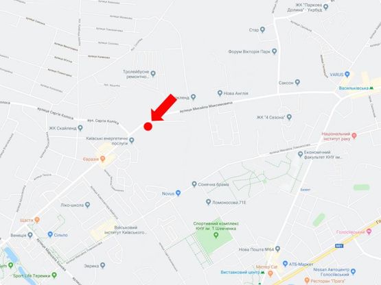 Схема рекламной плоскости по адресу Максимовича ул. (бывш. Трутенко ул.) - ул. Колоса, в сторону ЖК "Лико-град", ул. Конева