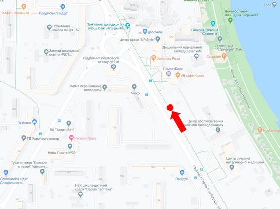 Схема рекламной плоскости по адресу Героев Сталинграда пр., 12Г, возле супермаркета "Сильпо", на светофоре, в сторону ул. Тимошенко