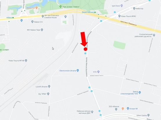 Схема рекламной плоскости по адресу Василенко ул., 2 - ул. Козелецкая, в сторону бул. Гавела