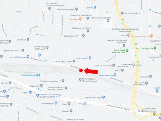 Схема рекламной плоскости по адресу Железнодорожное шоссе - Военный проезд, ЖК "Новопечерские липки", в сторону бул. Дружбы народов