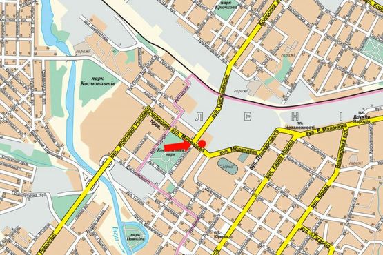 Схема рекламної площини за адресою Чикаленко ул. (бывш. Медведева ул.) / Ельворти ул., 7 (бывш.  Орджоникидзе ул.), возле БЦ "Ельворти" Схема рекламної площини за адресою Чикаленко ул. (бывш. Медведева ул.) / Ельворти ул., 7 (бывш.  Орджоникидзе ул.), возле БЦ "Ельворти"