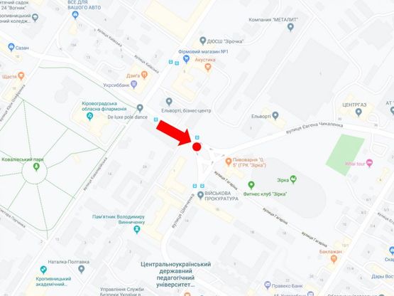 Схема рекламной плоскости по адресу Чикаленко ул. (бывш. Медведева ул.) - Шевченко ул.,  разделитель, Государственный Педагогический Университет