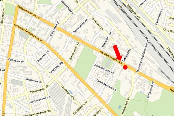 Схема рекламної площини за адресою Независимости ул., 23, возле ресторана "Хортица"