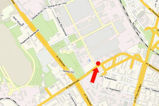 Схема рекламної площини за адресою Московская ул., заезд к заводу "КРАЗ"
