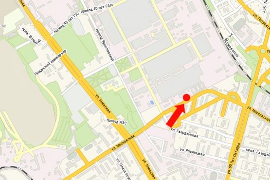 Схема рекламної площини за адресою Московская ул., 27, возле CТО