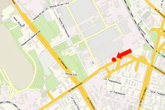 Схема рекламной плоскости по адресу Московская ул., 27, возле CТО