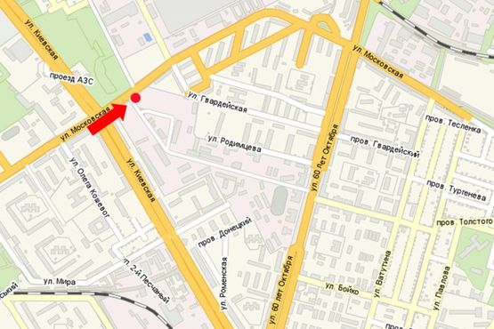 Схема рекламної площини за адресою Московская ул. / ул. Киевская, возле АЗС