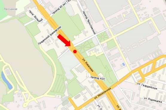 Схема рекламной плоскости по адресу Киевская ул., въезд со стороны Киева