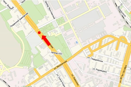 Схема рекламной плоскости по адресу Киевская ул., выезд в сторону Киева